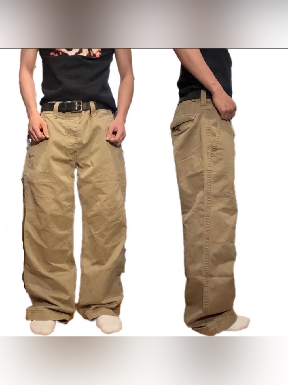 GAP Mens Khaki Straight-Leg Chinos - Tan